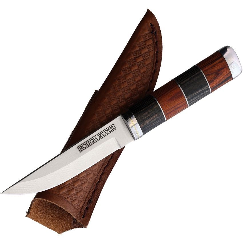 Rough Ryder Fixed Knife 3.25" Satin Finish Stainless Blade Pakkawood Handle