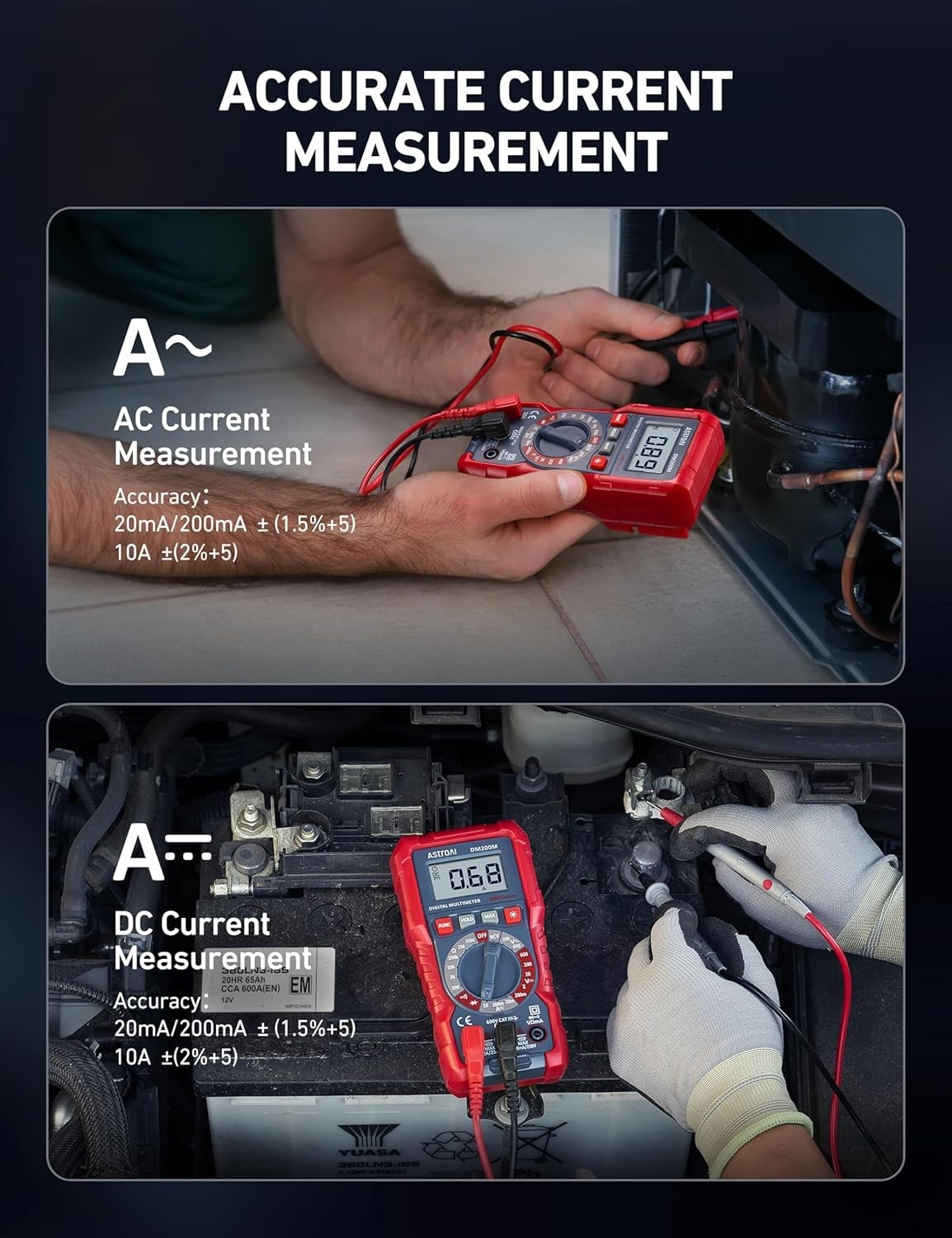 AstroAI Digital Multimeter Voltage Tester, TRMS 2000 Counts Volt Meter; Fast