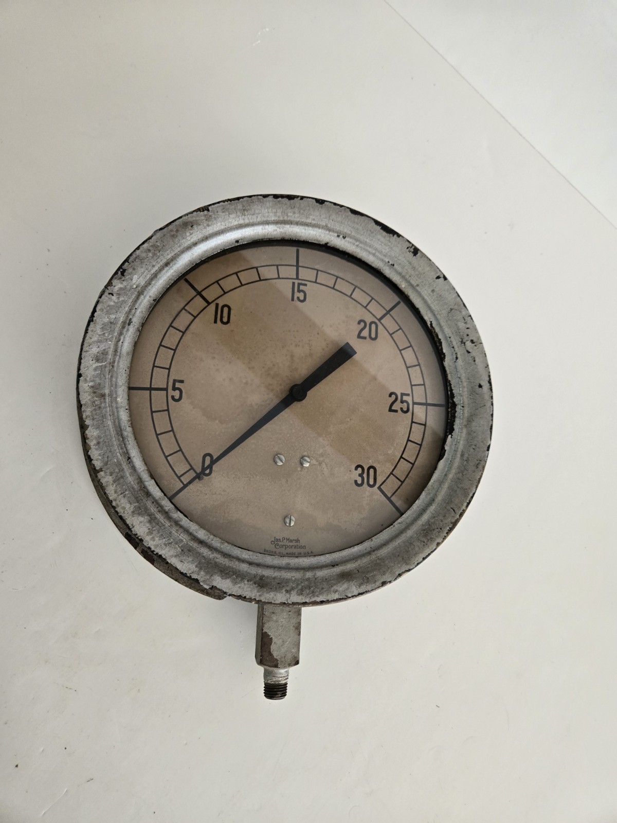 Vintage Large 9 1/2" Jas. P. Marsh Pressure Gauge Steampunk Cast Iron & Brass?