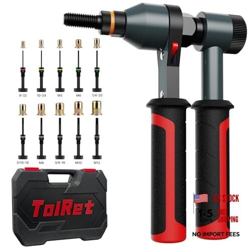SAE Black 10 Metric Rivet Nut Tool Kit with 10 Metric Metrics