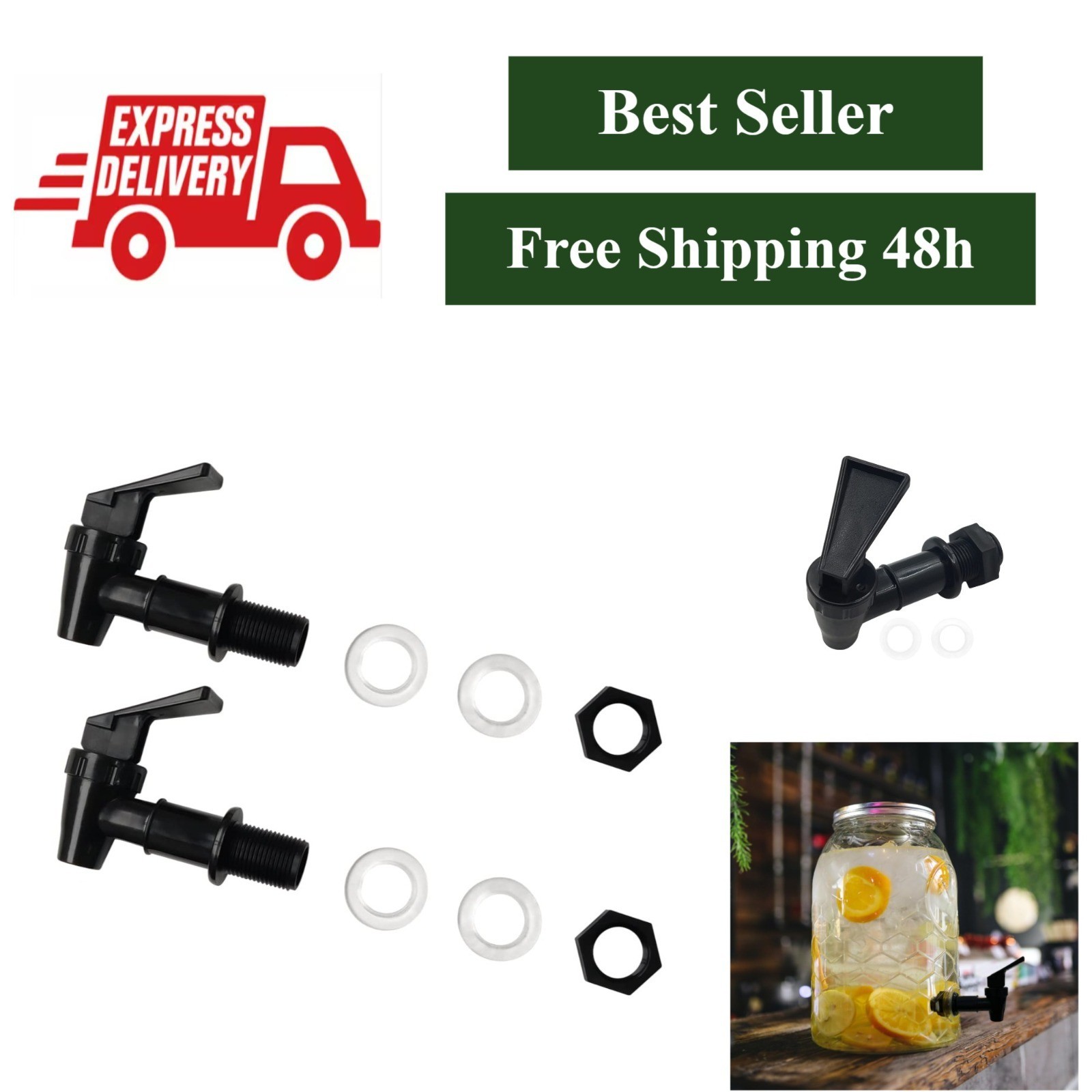 2 Pcs Replacement Cooler Faucet, BPA Free Plastic Water Spigot