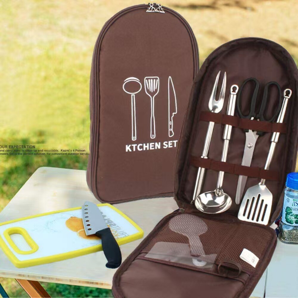 Professional Camping Kitchen Utensil Set Stainless Steel Tools with Storage Bag