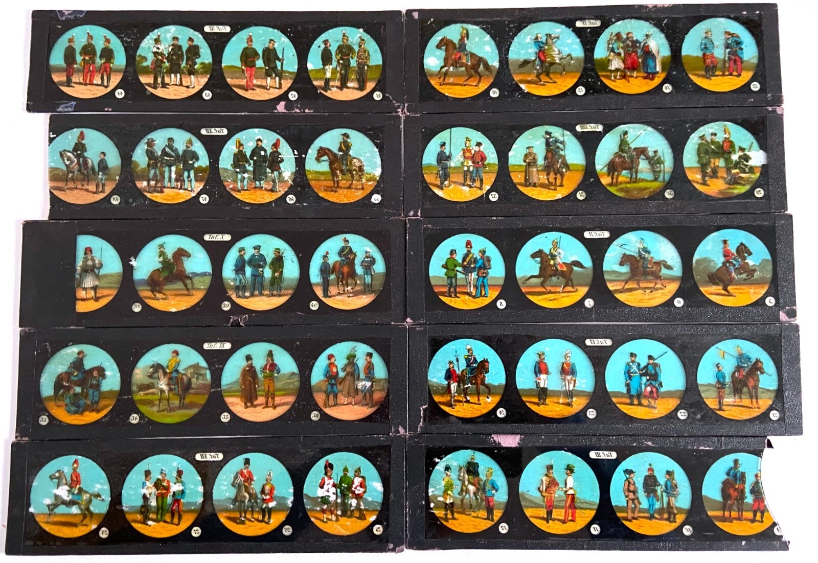 Lantern Magica 10 Glass Pictures Bildstreifen Slides Soldiers IN Uniform