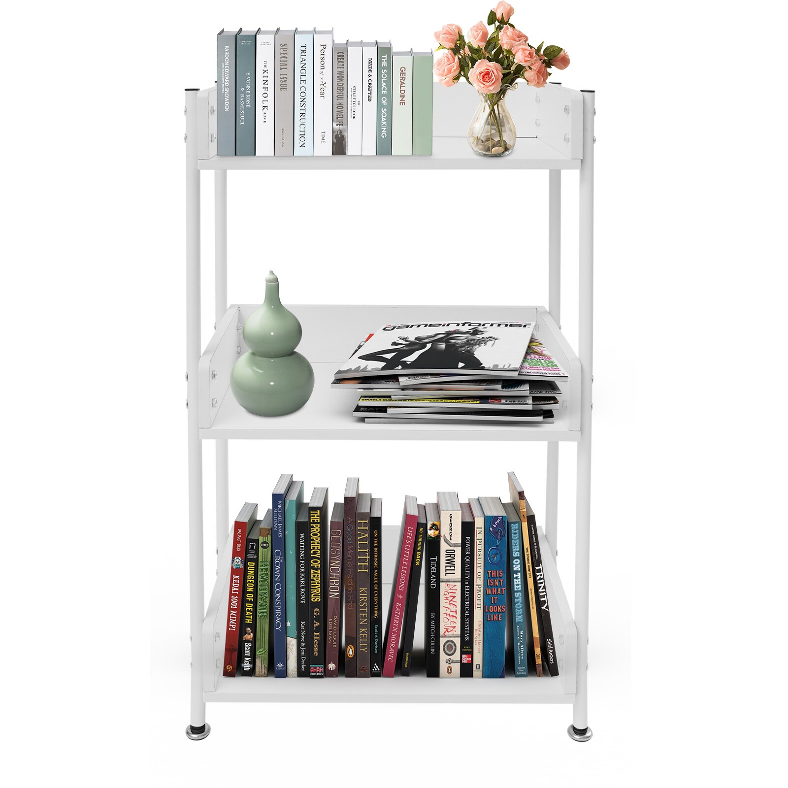 3 Tier Portable Bookshelf Bookcase For Small Space Dorm Open Three Shelf Display