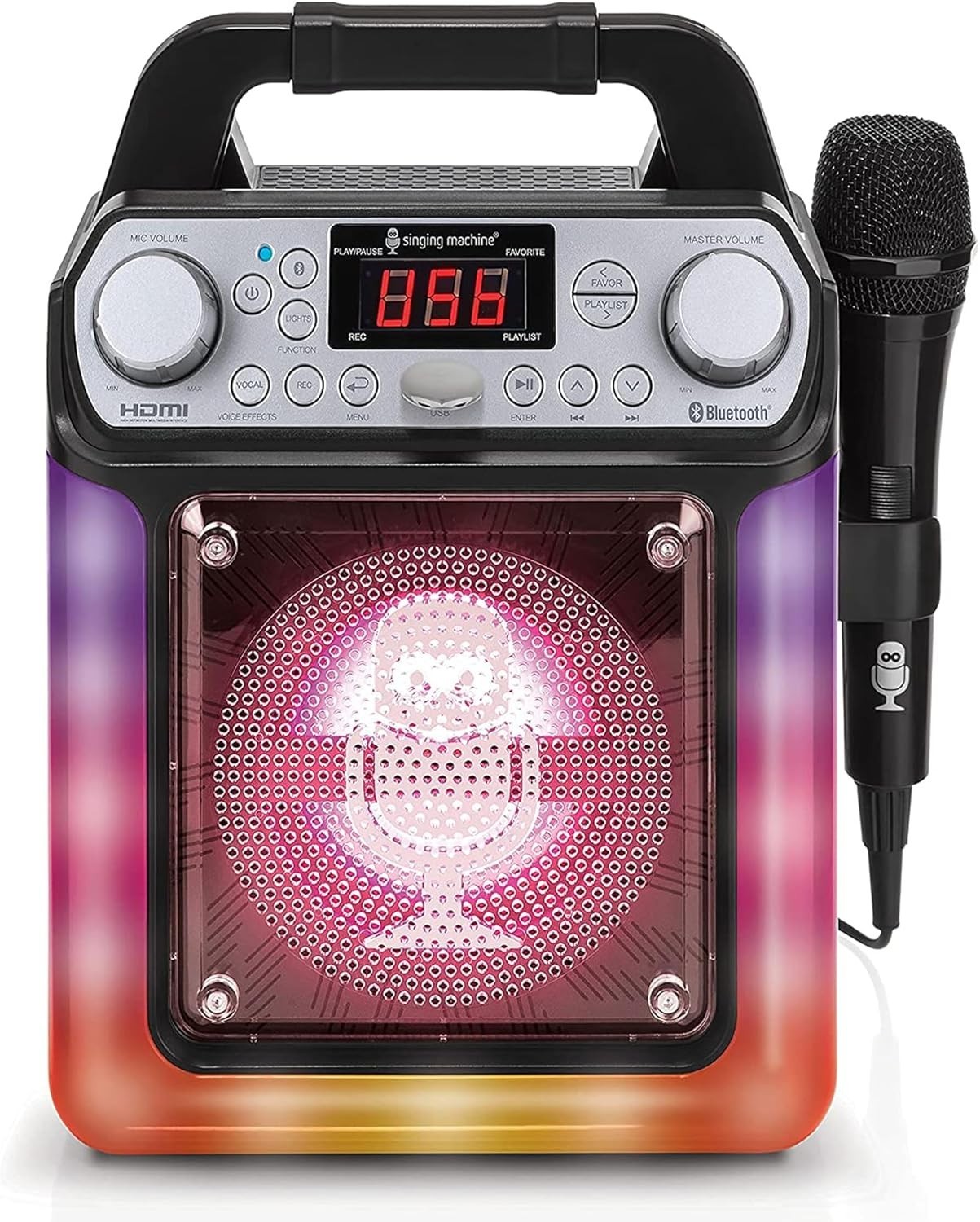 Singing Machine Groove Mini SML652BK Bluetooth Karaoke Machine with Wired Mic