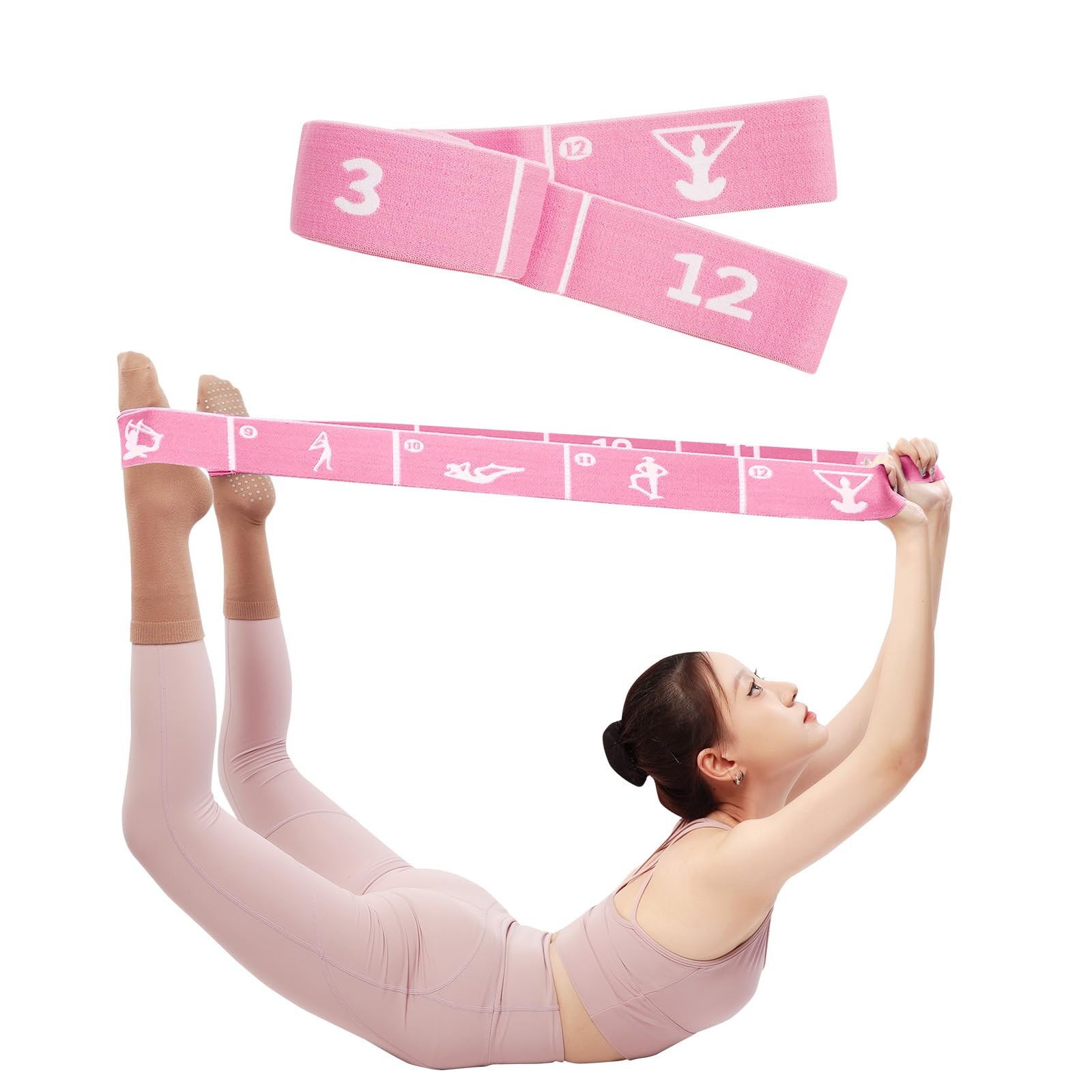 Yoga Strap with 12 Loops - Multi-Functional Stretch Band for Pilates, Dance, ...