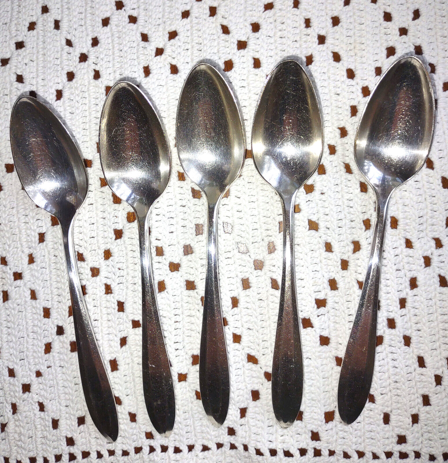Five 5 Community Silver Plate Patrician Spoons 6" Teaspoons Antique Flatware