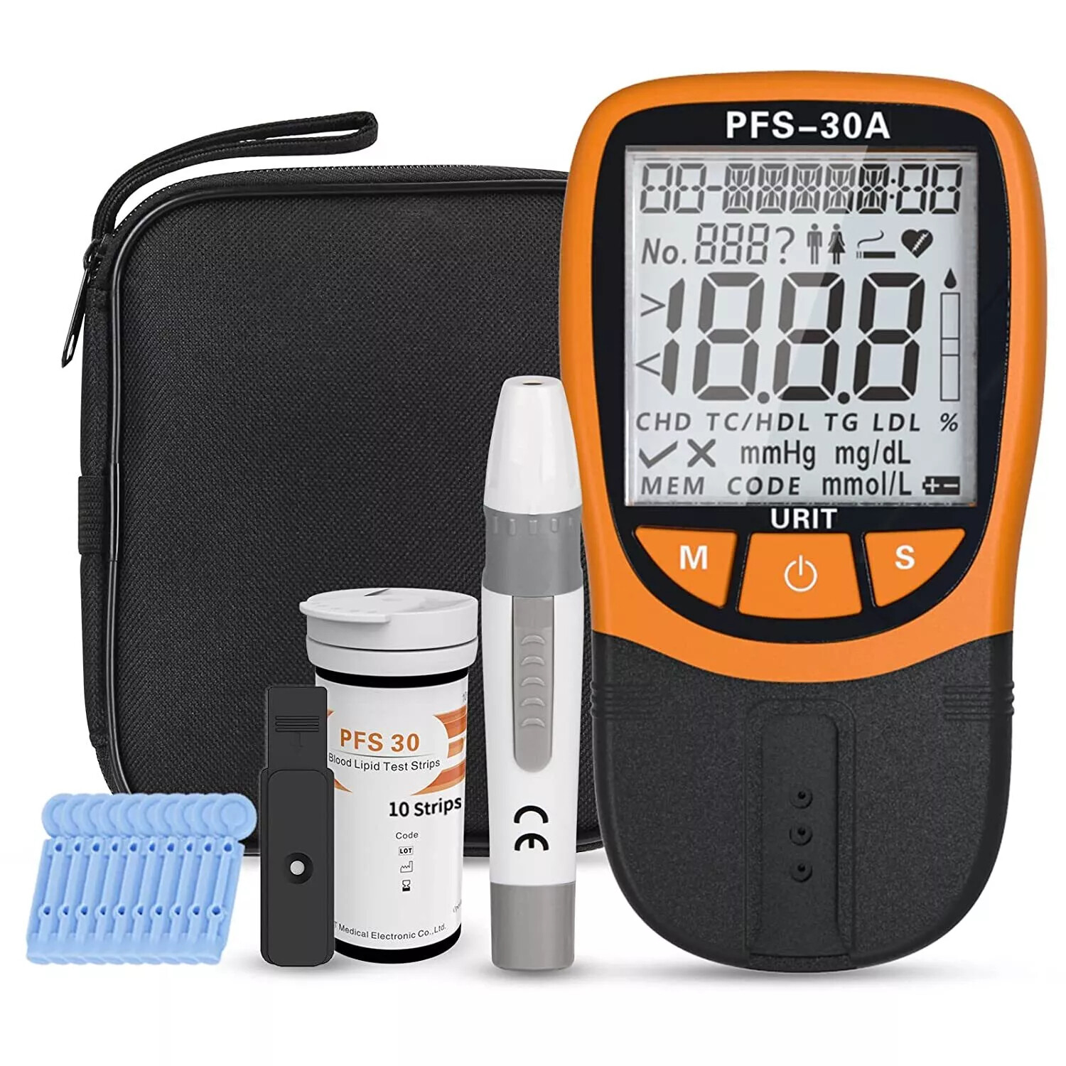 URIT 5-in-1 Lipid Meter Cholesterol Triglyceride Analyzer with 20pcs Test Strips