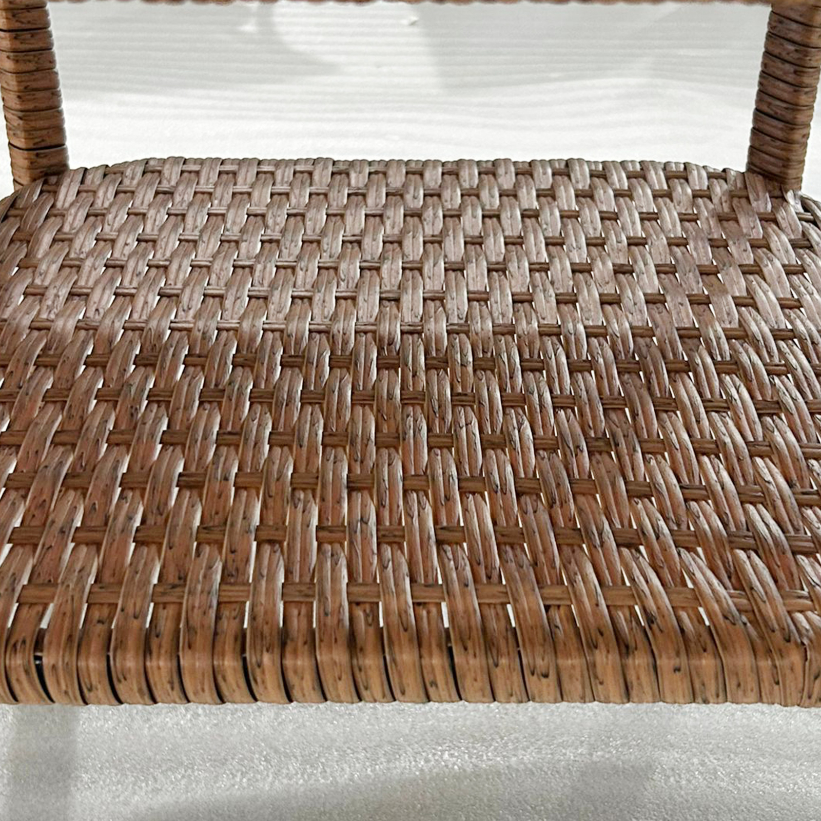 Outsunny Patio Wicker Coffee Table w/ Two-tier Design, Side Table, Sand