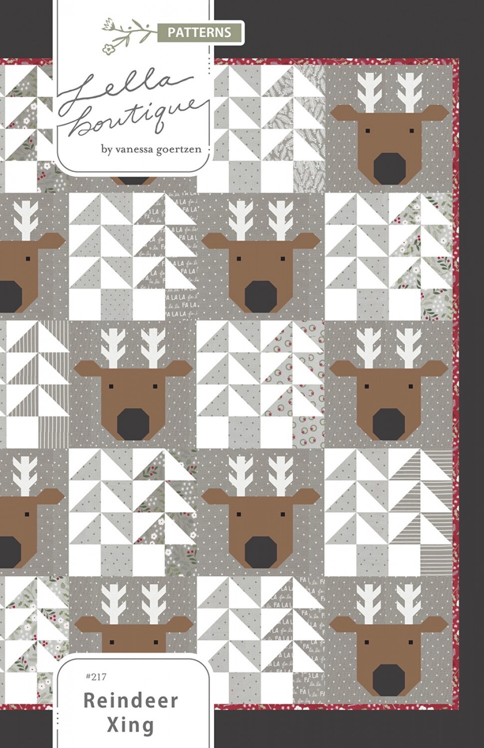 Reindeer Xing Quilt Pattern by Lella Boutique 80.5" X 80.5"