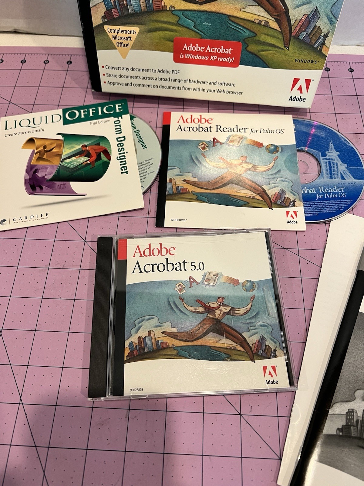Adobe Acrobat 5.0 + Reader for PalmOS BIG BOX Windows XP 2000 RARE Complete