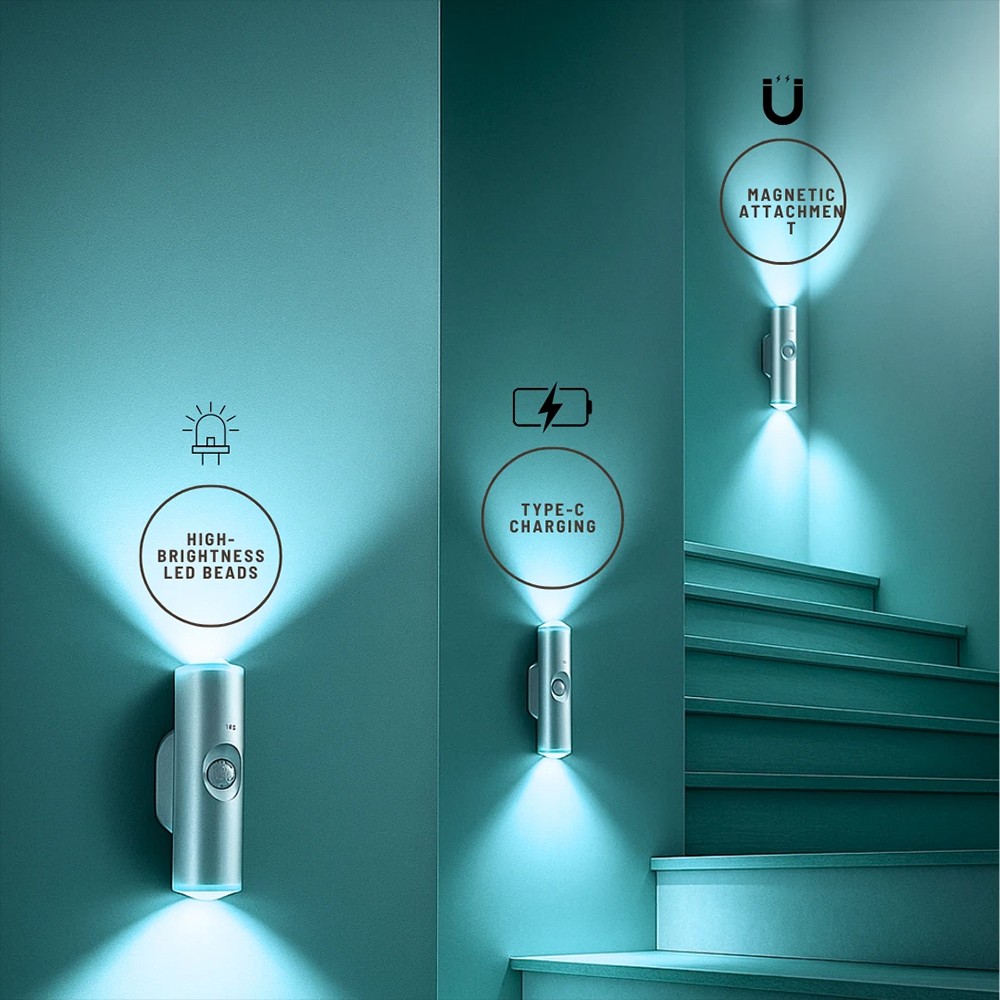 Magnetic RGB Night Light - Motion Sensor USB-C Rechargeable Ambient Lamp