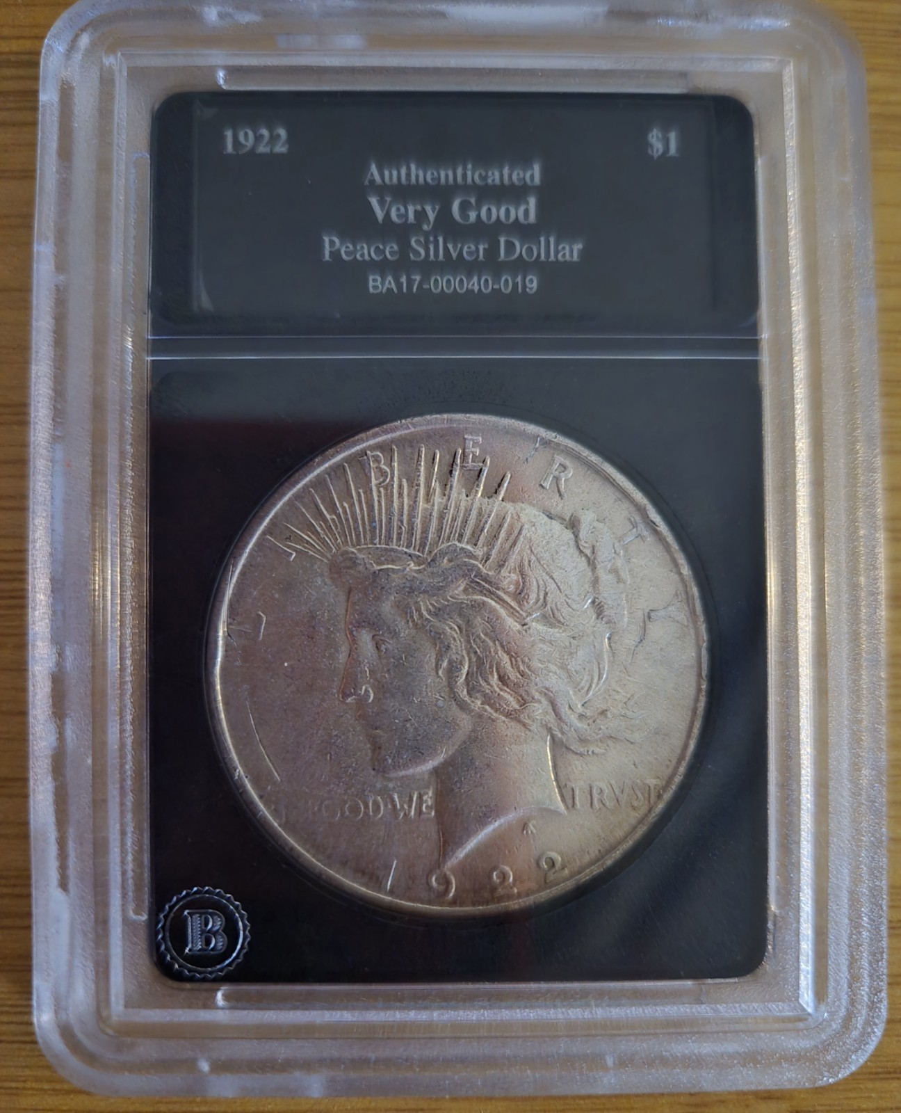 Bradford Exchange 1922 $1 Peace Silver Dollar