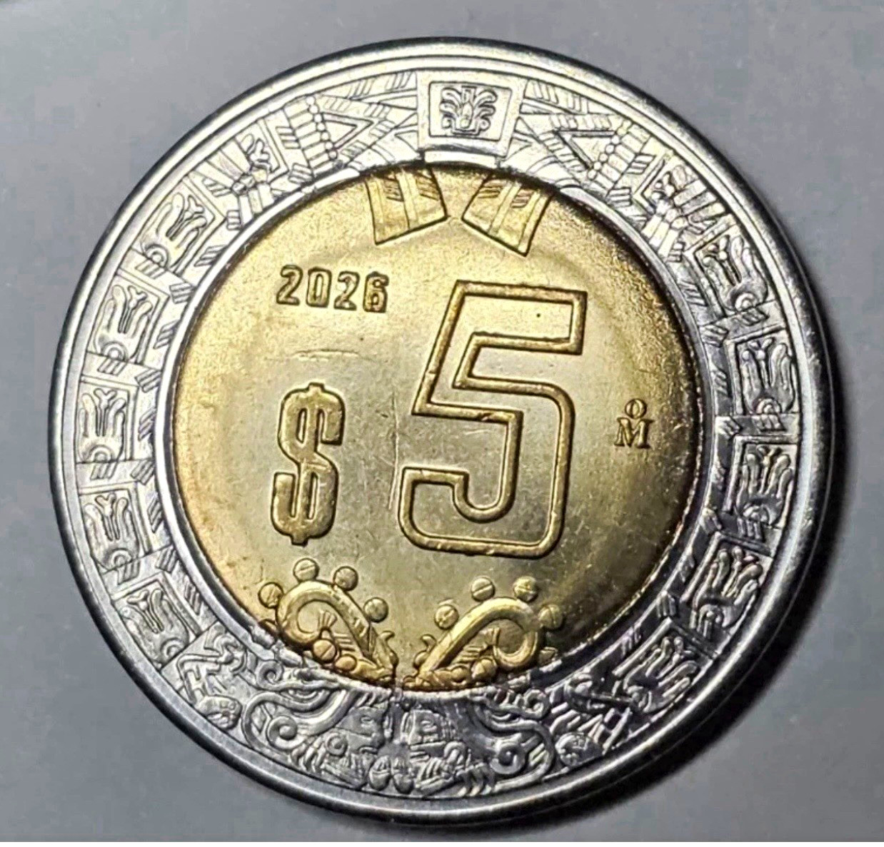 Mexico 2026 5 Pesos Bi-Metallic Coin Estados Unidos Mexicanos $ Mo