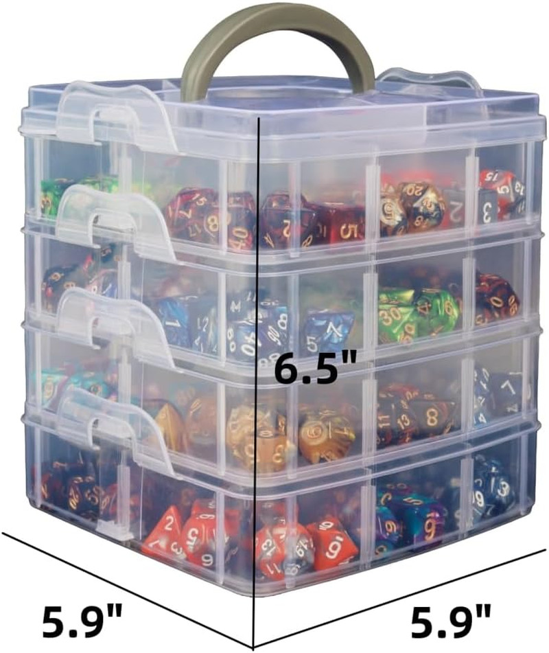 DND Dice Storage Box With Removable Dividers Polyhedral Dice Plastic