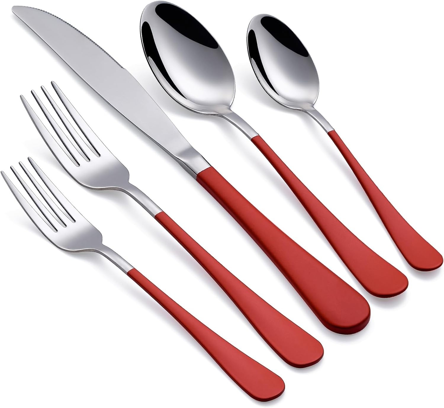Red Silverware Set 20 PCS 18 Stainless Steel Flatware Red Handle Cutlery Set Ser