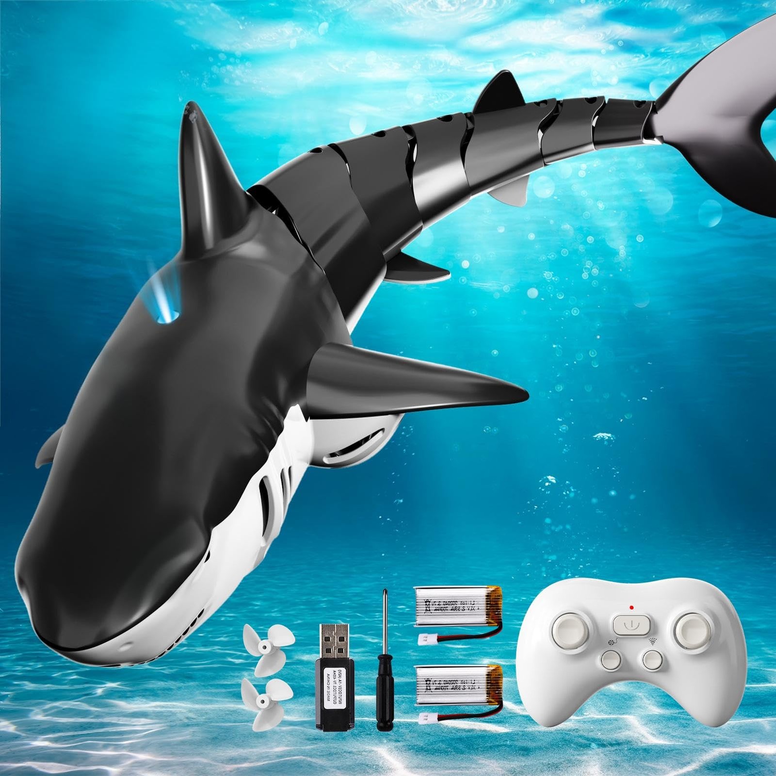 2.4GHz Remote Control Shark Toy for Pool, 118 Scale High Simulation RC Shark ...