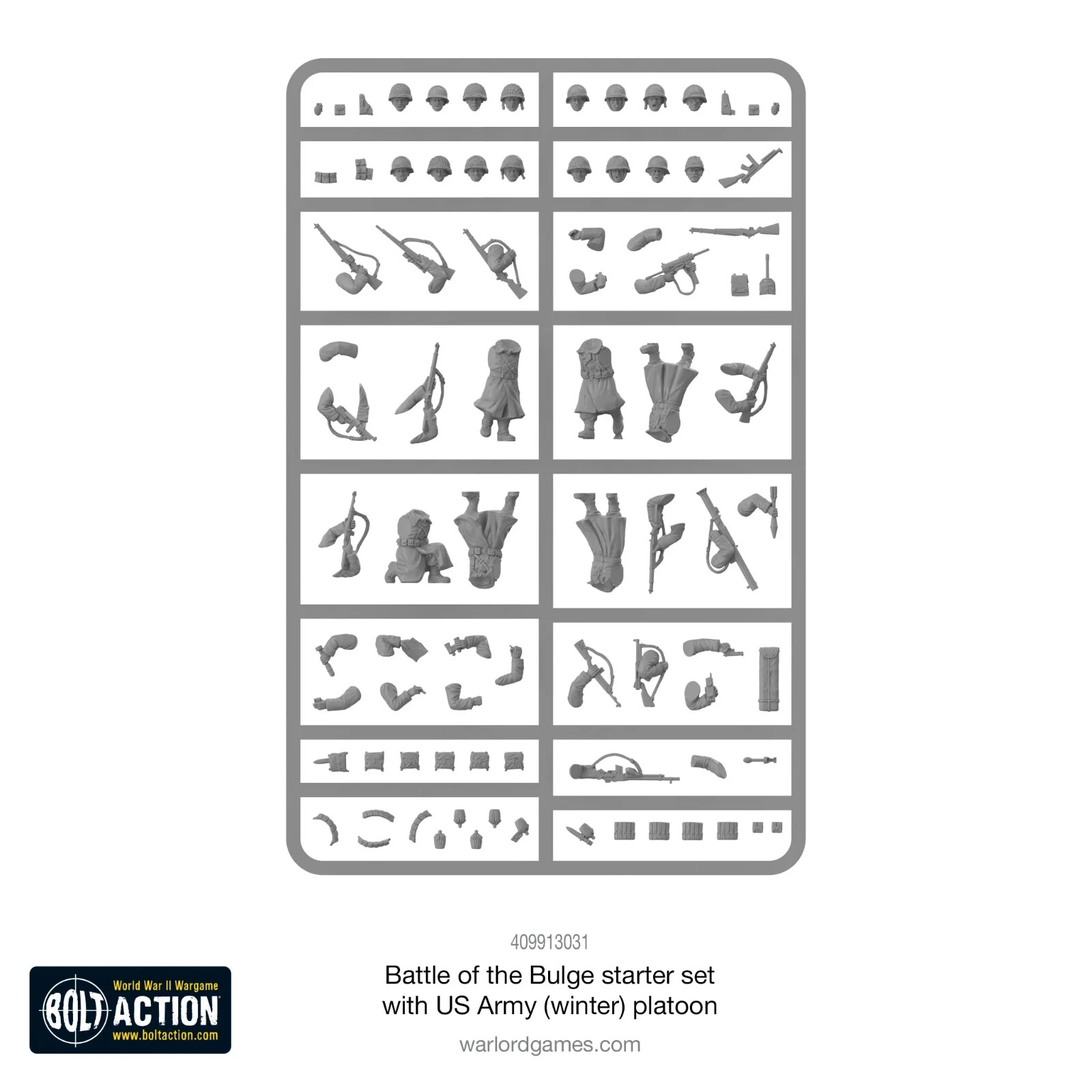 Bolt Action US Army Winter Plastic Sprue (1) w/5x bases Warlord Games New 2024