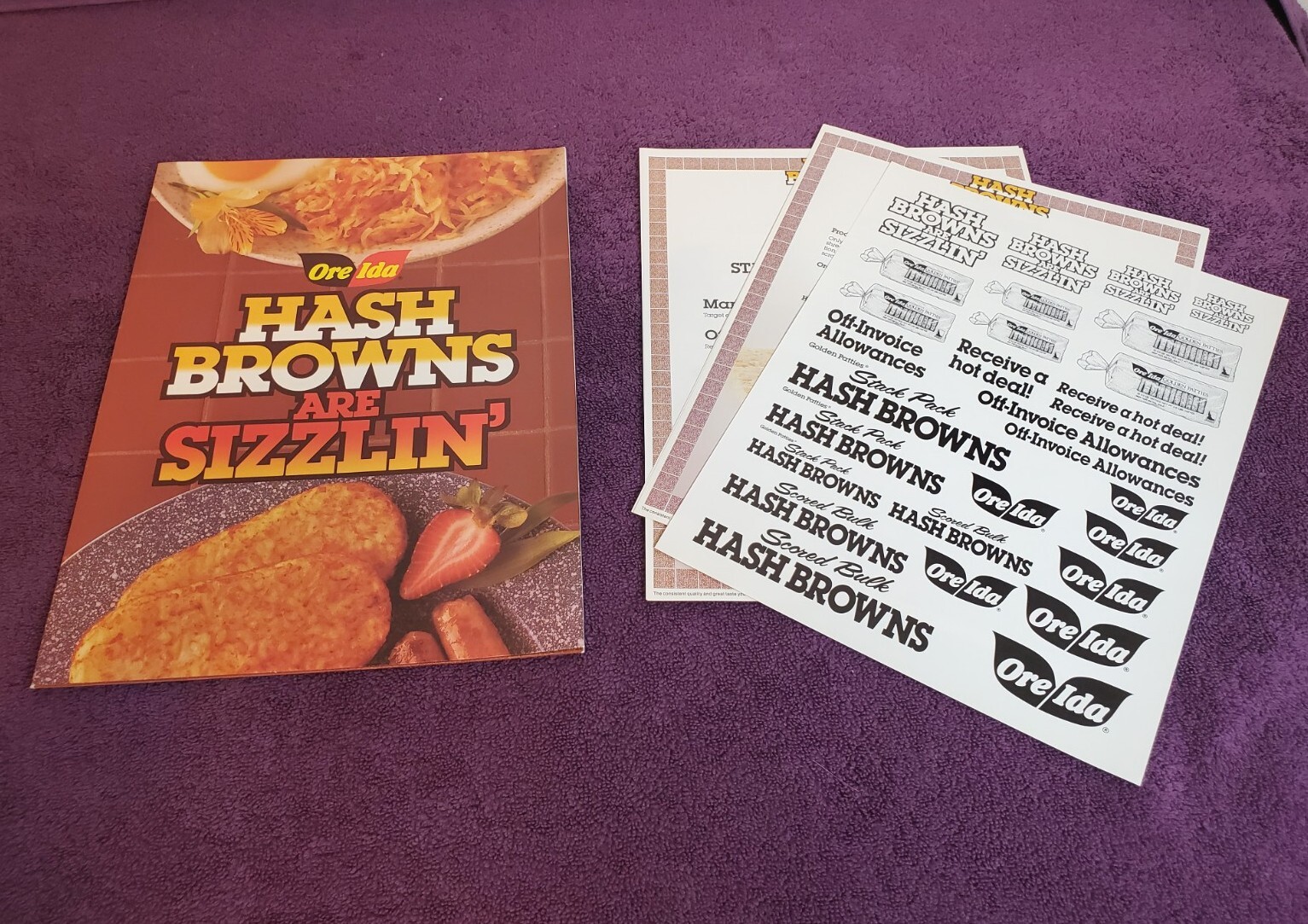 Vintage Ore Ida Folder Hash Browns Are Sizzlin' 1989 MINT