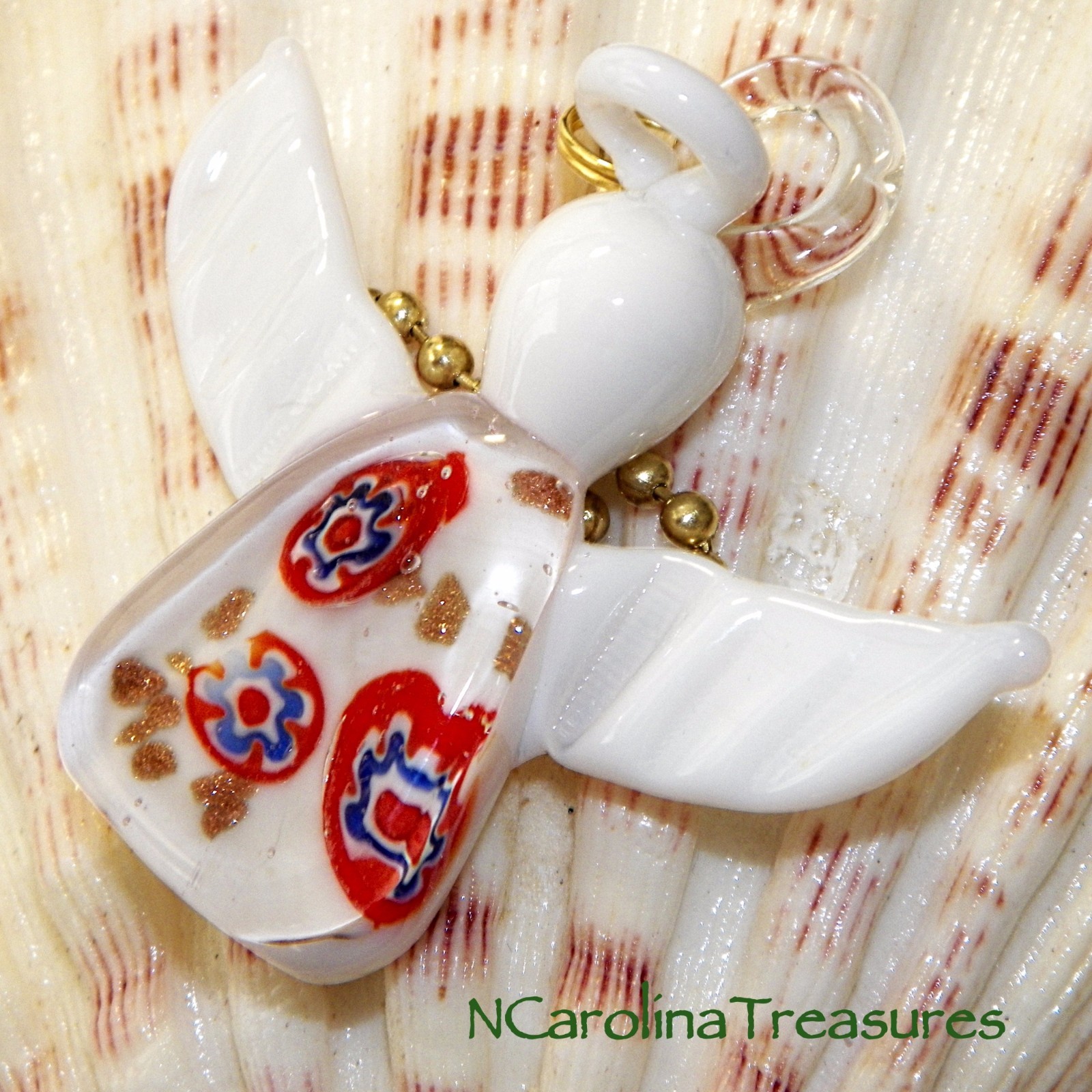 WHITE CHRISTMAS ANGEL HOLIDAY MURANO GLASS CEILING FAN LIGHT SWITCH PULLS PAIR