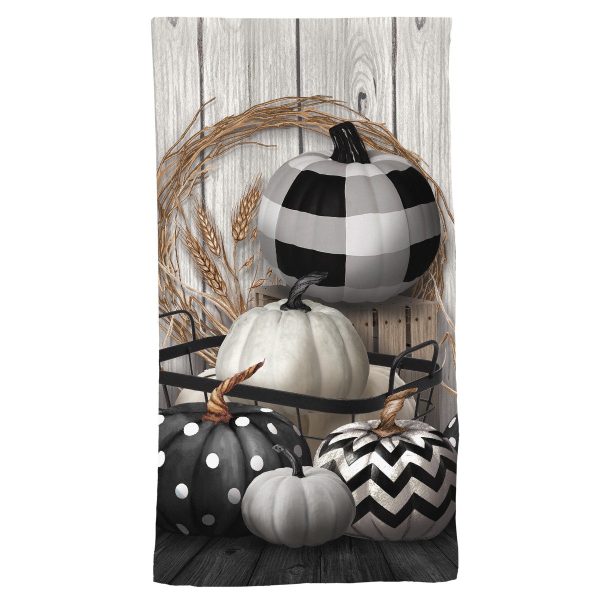Briarwood Lane Fall Black & White Pumpkins Cotton Hand Towel 26x18