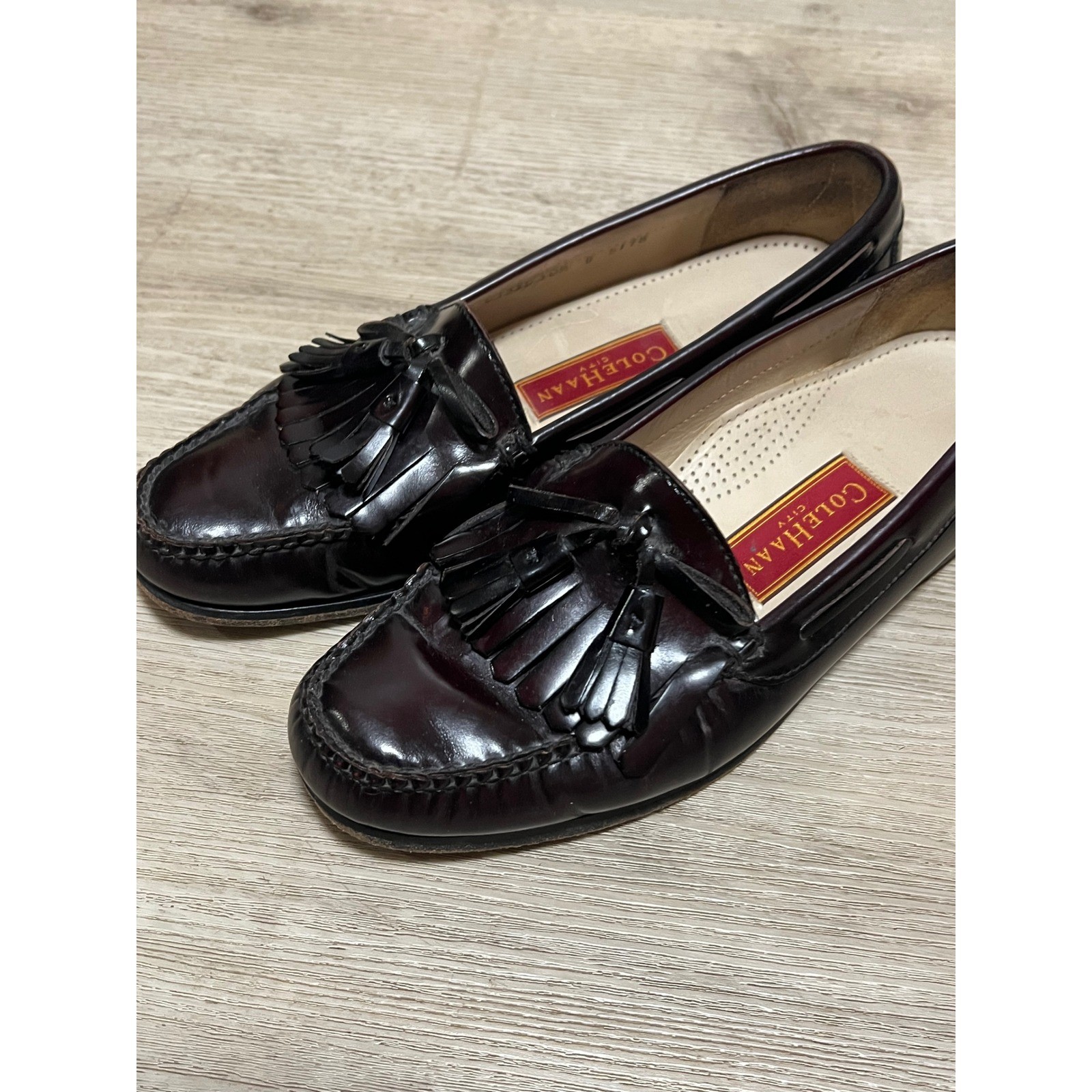 Cole Haan City Mens Burgundy Leather Kiltie Tassel Loafers Shoes Size 10.5 D