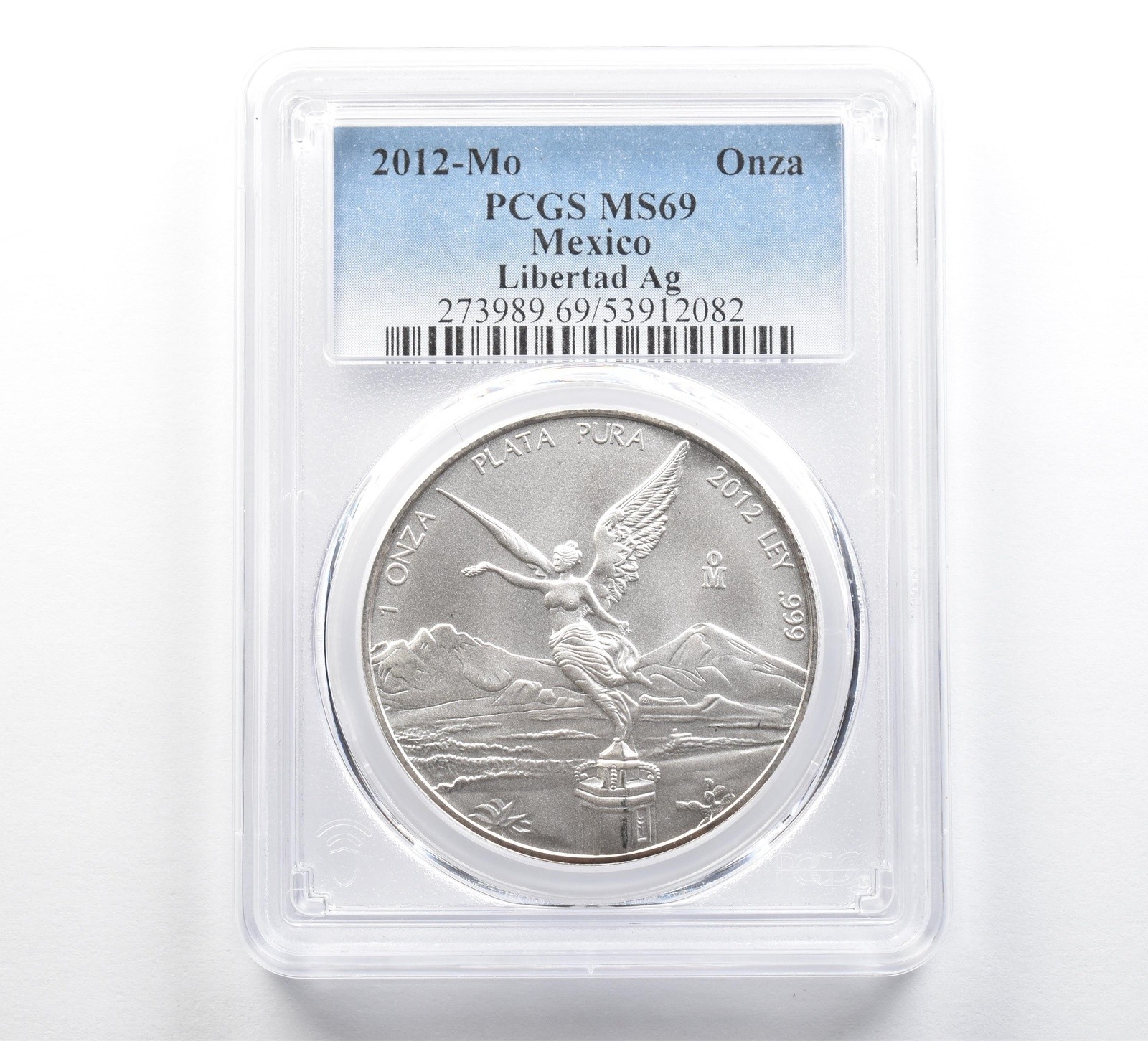 2012 Mo Mexico 1 Onza Silver Libertad MS69 PCGS Blue Label