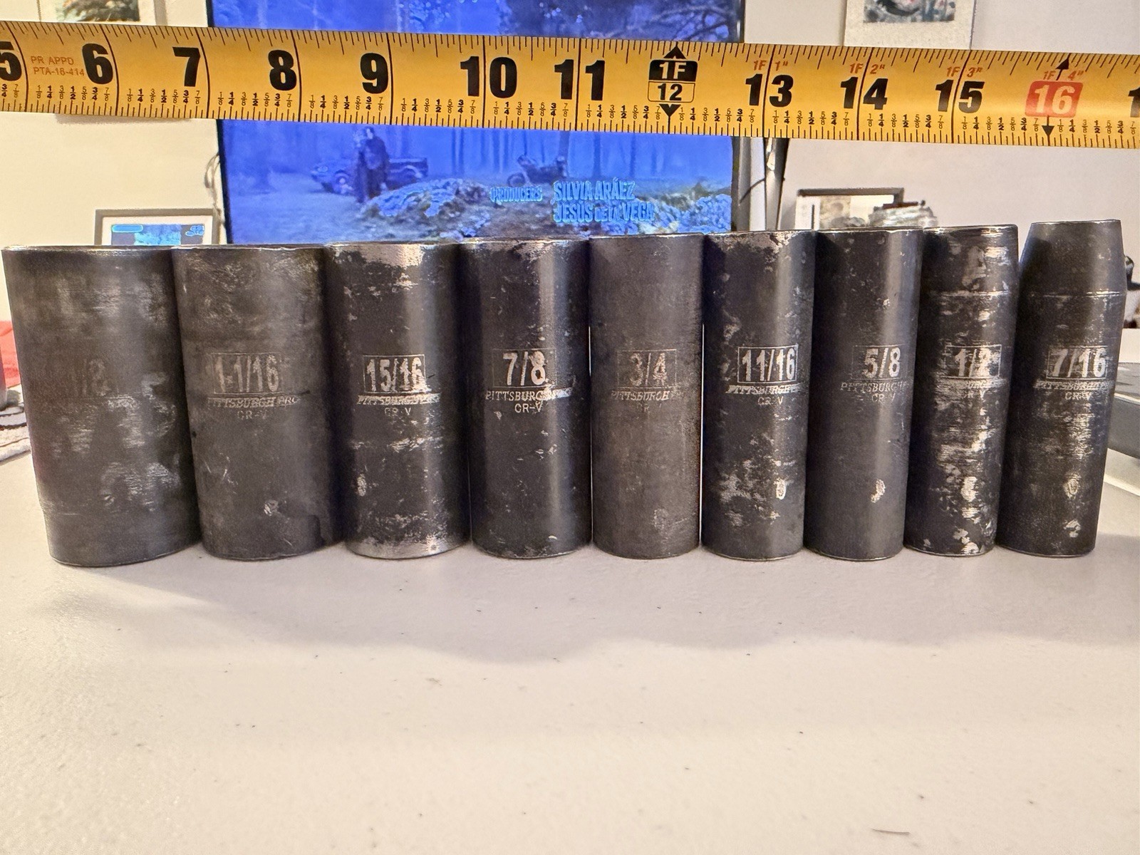 Pittsburgh Pro 10 Pc 1/2” Drive Deep Impact Socket Set SAE 6 Point 7/16”-1-1/8”