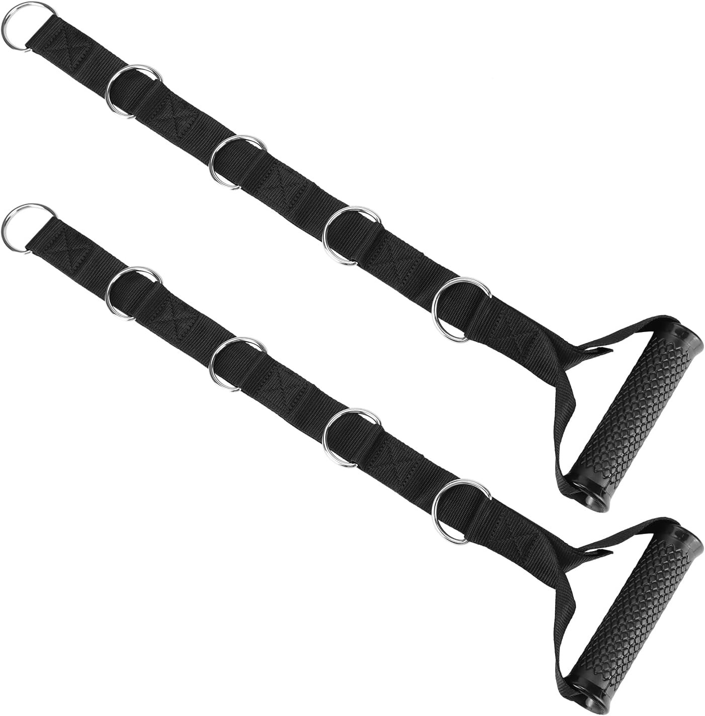 Adjustable Gym Handles 5 D-Ring Positions, Heavy-Duty Cable Machine Grips, Black