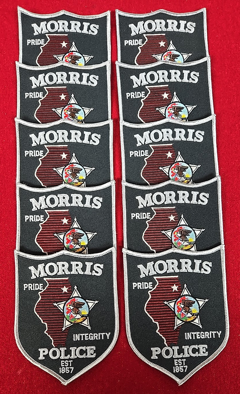 MORRIS ILLINOIS POLICE Patch Lot Trade Stock 10 Police Patches POLICE PATCH