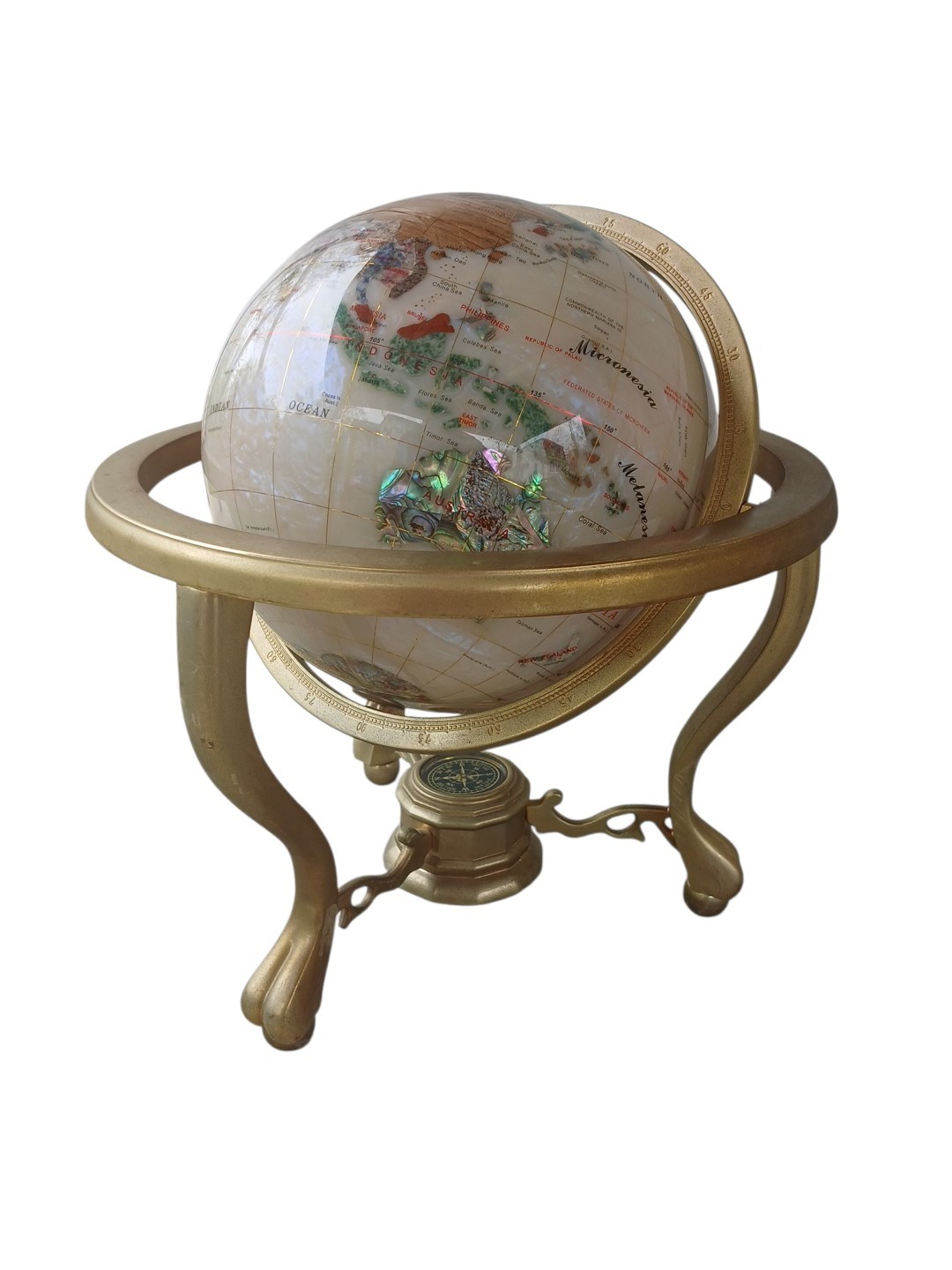 World Globe Semi Precious Gemstone 14"