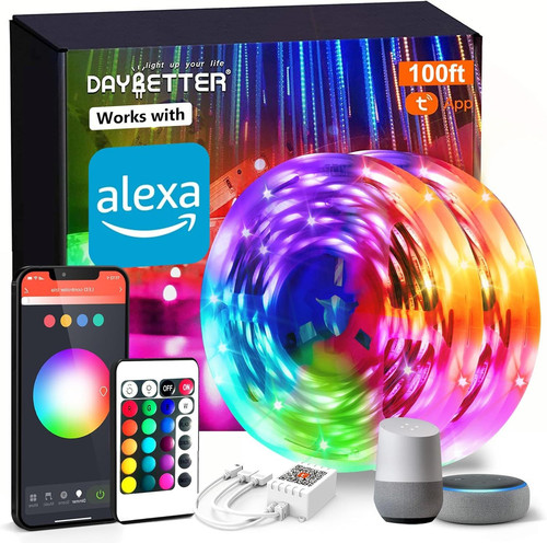 DAYBETTER Smart WiFi Led Lights 100ft, Tuya App Controlled Multicolor