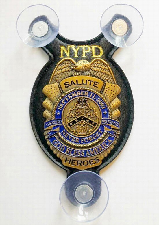 God Bless America, Salute our Heroes,  Honors Fallen NYPD officers Car shield