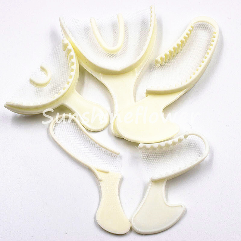 50 Pcs Dental Registration Disposable Bite Impression Triple Trays 5 Sizes White