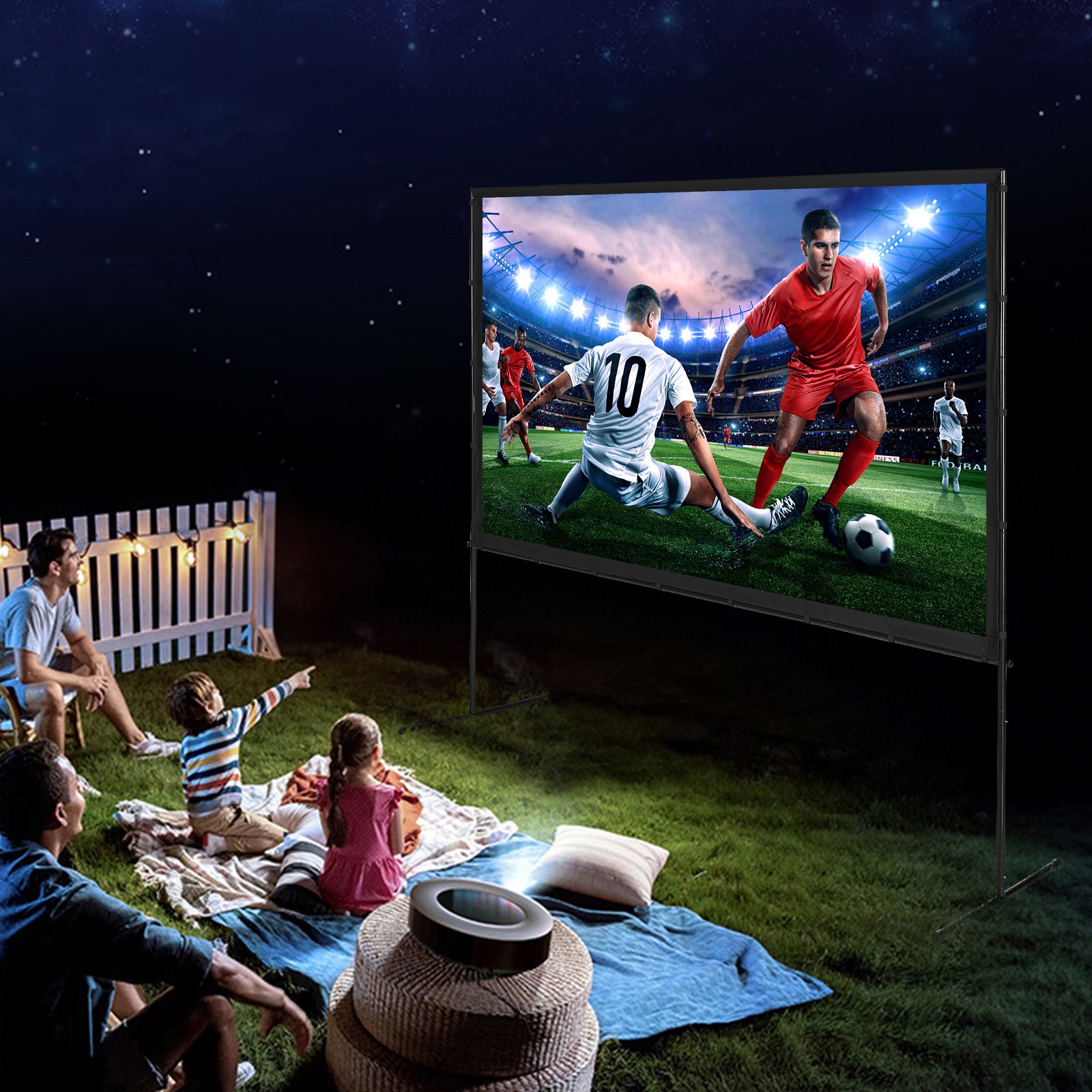 Uimoso Projector Screen with Stand 100 in 16:9 4K 1080 HD Movie Screen Bar Feet