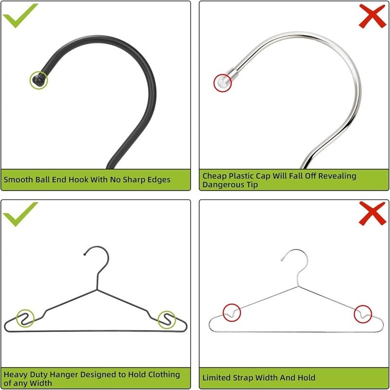 Heavy Duty Metal Hangers Space Saving Durable Multi Purpose Hanger 40 Pack