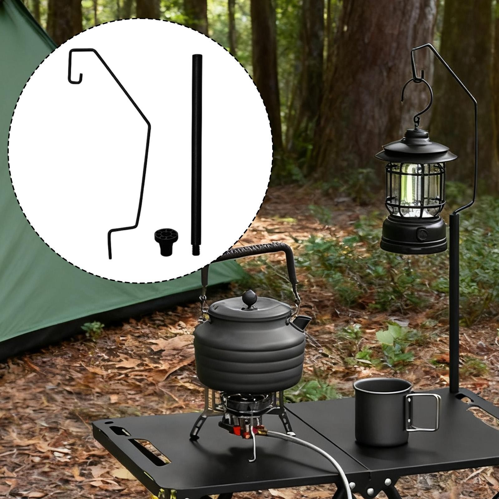 Camping Table Lantern Holder Iron Folding Table Lamp Pole for Traveling BBQ