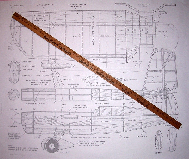 OSPREY PLAN + CONSTRUCTION ARTICLE for a 48" GullWing UC Stunt Model Airplane