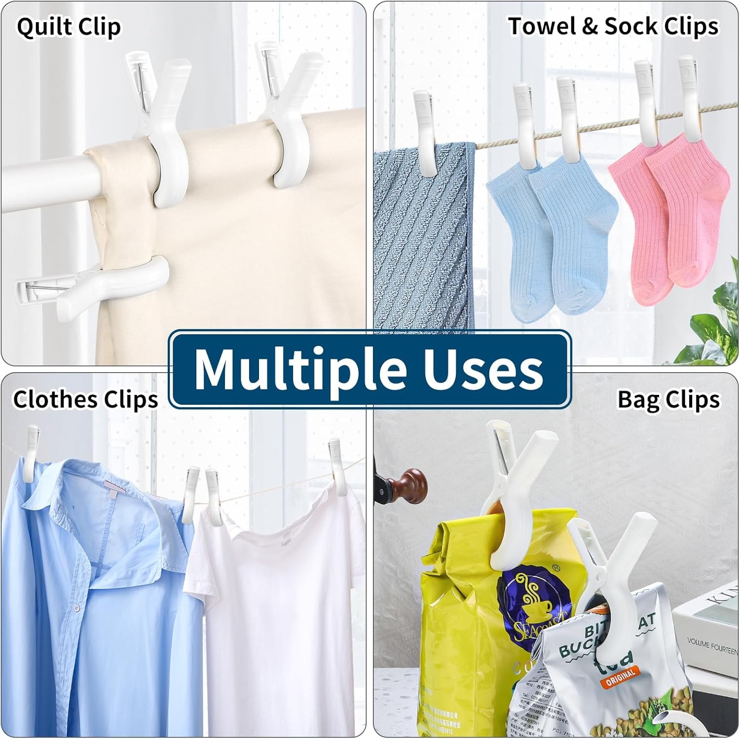 12 Pc Plastic Clothes Pins Windproof Clothes Clips Clothesline Hanging