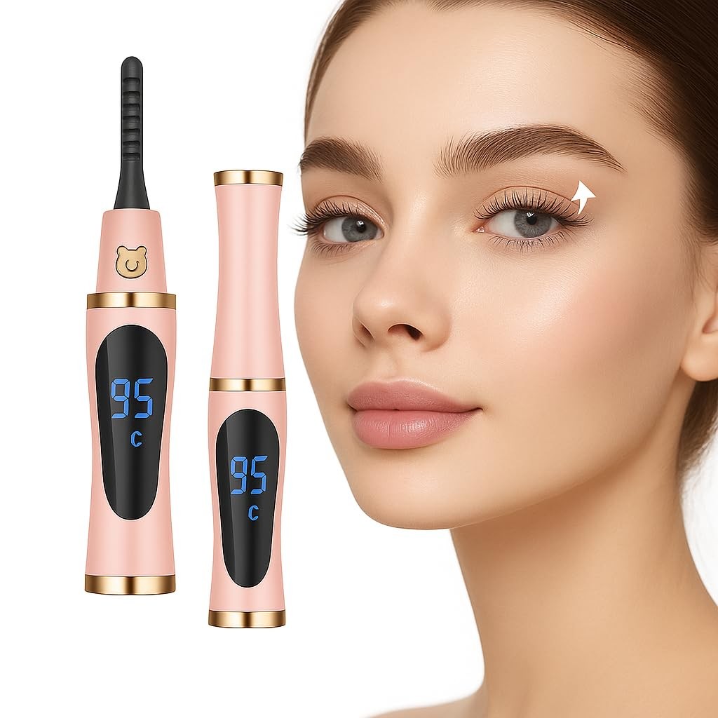 Heated Eyelash Curler USB Rechargeable Electric AntiBurn LED Display Pink