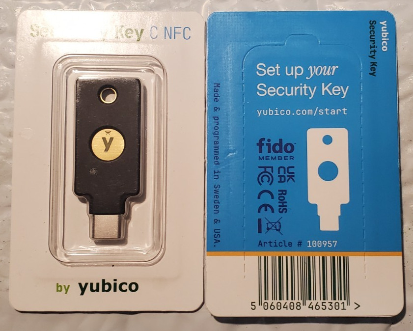 2x New! Yubico Security Key C NFC Two Factor USB-C Authentication Key - 100957