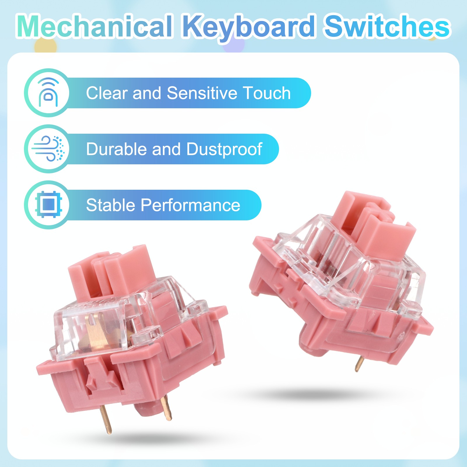 10pcs Pink Keyboard Switch 3-Pin 45gf Linear Keyboard Switch Replacement