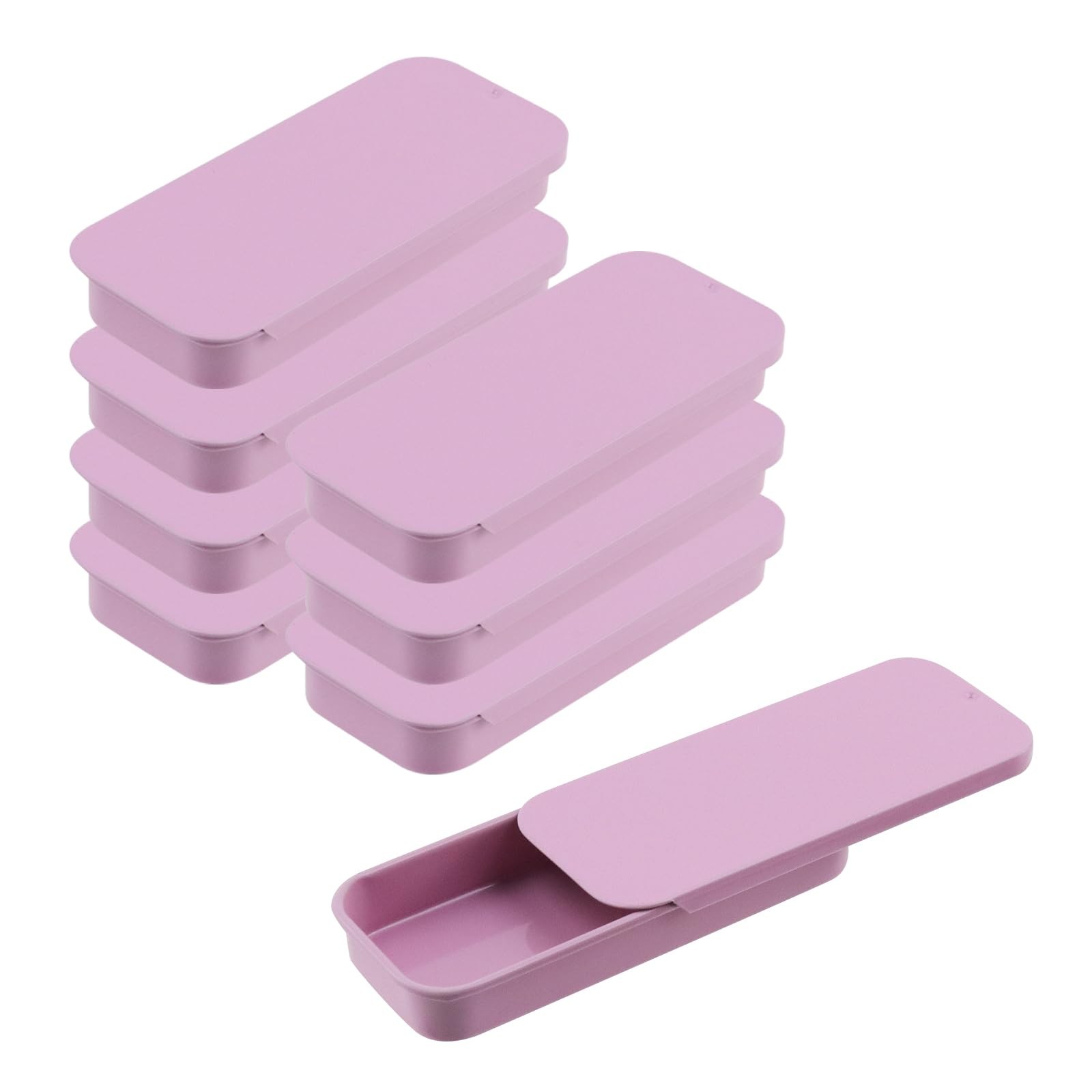 8PCS Pink Metal Tin Box Containers, 3.15" x 1.34" x 0.43"