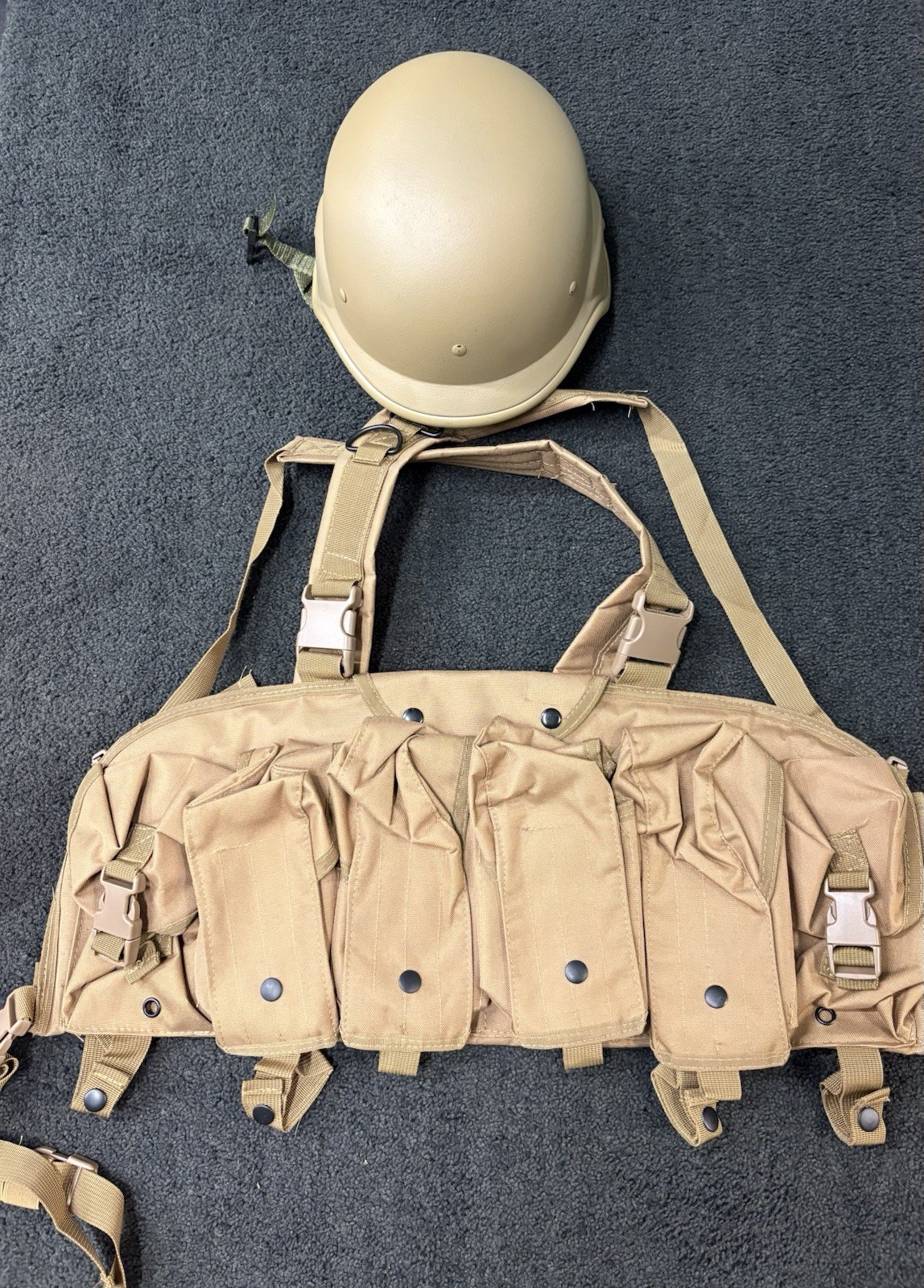 Airsoft Matrix Tactical AK Chest Rig And Polymer Helmet Tan
