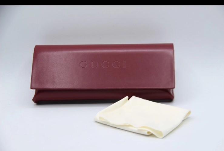 GUCCI Glasses CASE Red LEATHER SOFT FLAP SUNGLASSES  OPTICAL CASE CLOTH