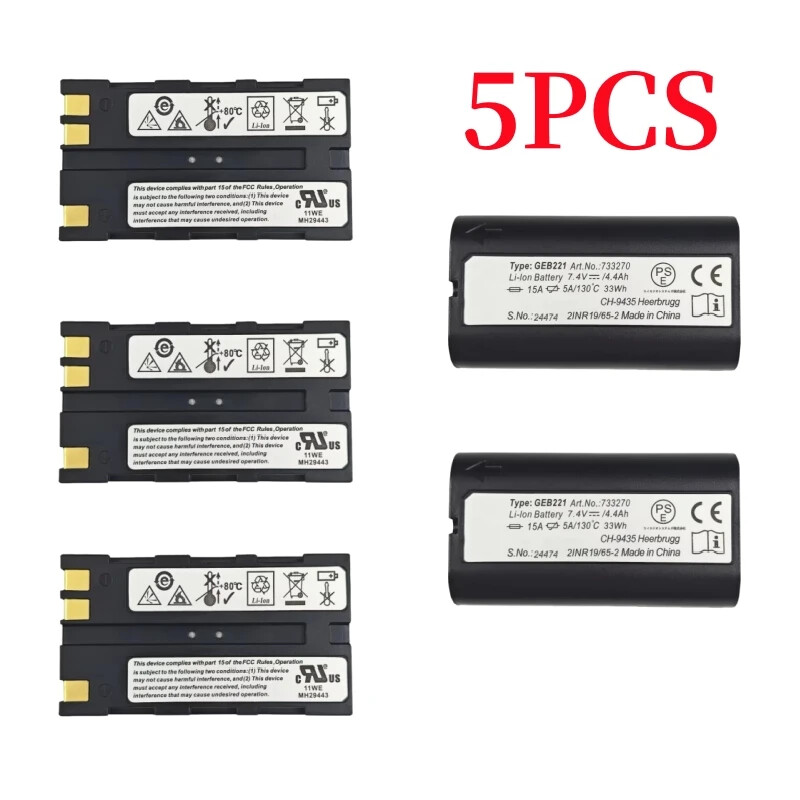 5PCS GEB221 Battery Compatible for Leica Total Stations TS02 TS06 TS09 TPS1200