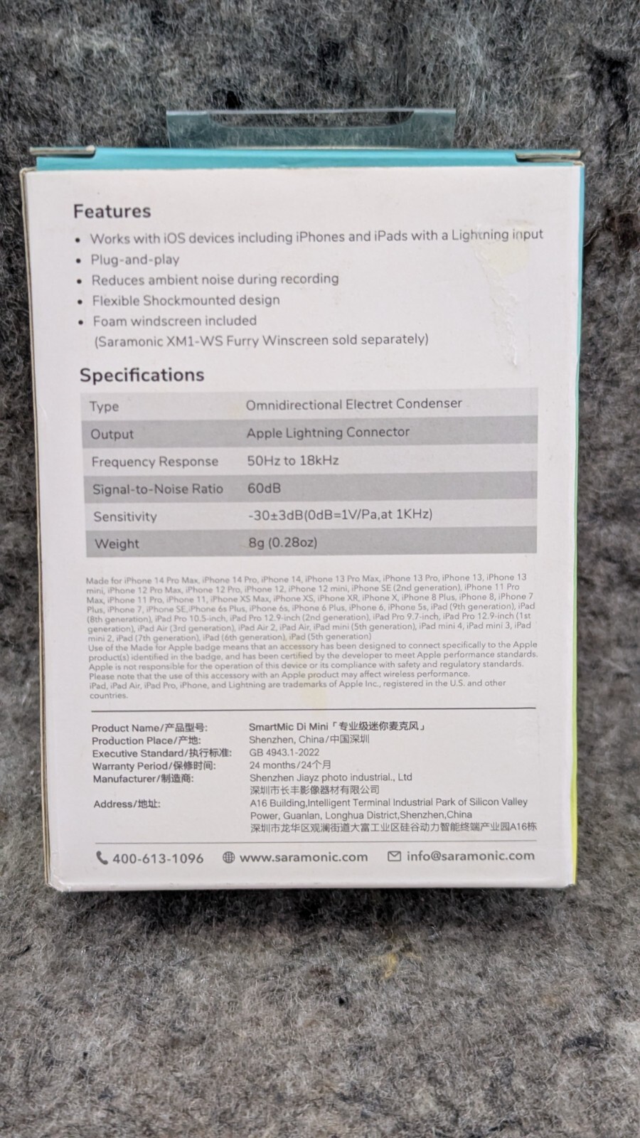 Saramonic Condenser Microphone with Lightning 4 iPhones & iPads SmartMicDiMini
