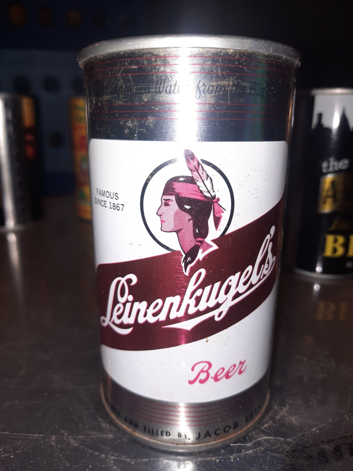 LEINENKUGEL'S BEER EMPTY B/O 12 OZ PULL TAB STRAIGHT STEEL BEER CAN