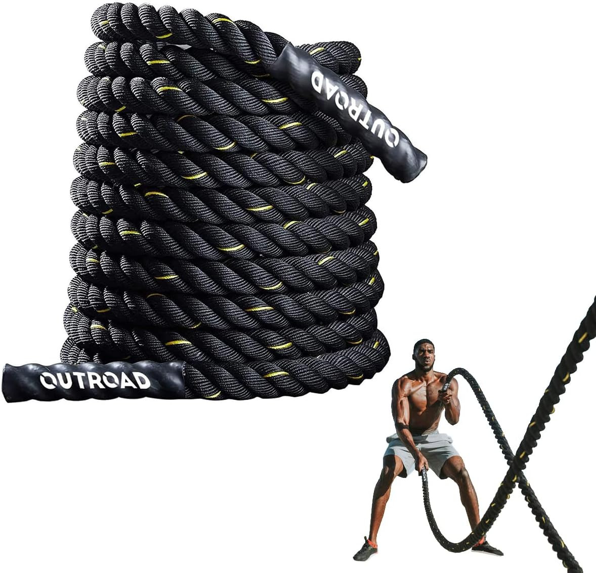 Battle Rope, 1.5" Diameter 30Ft Poly Dacron Workout Exercise Training Heavy Rope