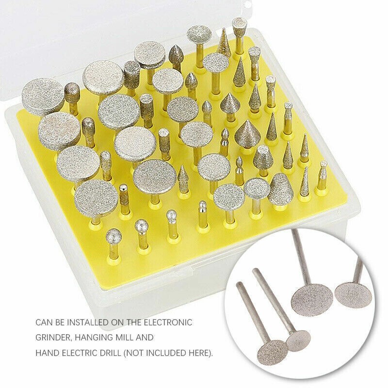 Diamond Coated Grinding Grinder Head Glass Burr Bits for Rotary Tools 50Pcs/Set